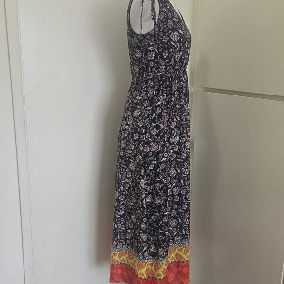 Vince Camuto Blk Floral Border Print Maxi Dress,V Neck, Slvls,  NWT, Sz. 0 - Picture 5 of 9